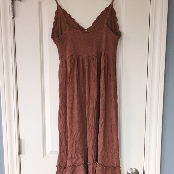 Indulge Brown Maxi Dress with Crochet Detail - Picture 5 of 5